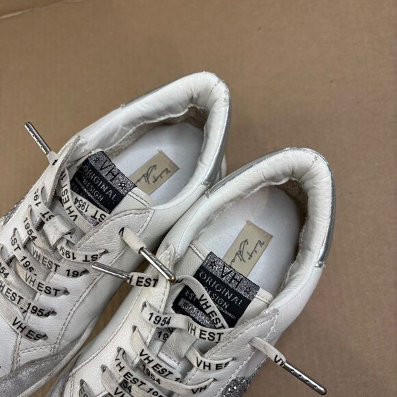 Vintage Havana Wrenley Womens Star Sneakers Sz 8.5 Glitter Fashion White/Silver - Picture 10 of 13